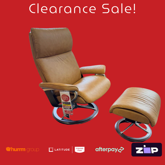 Stressless Aura Recliner and Ottoman - FLOORSTOCK CLEARANCE