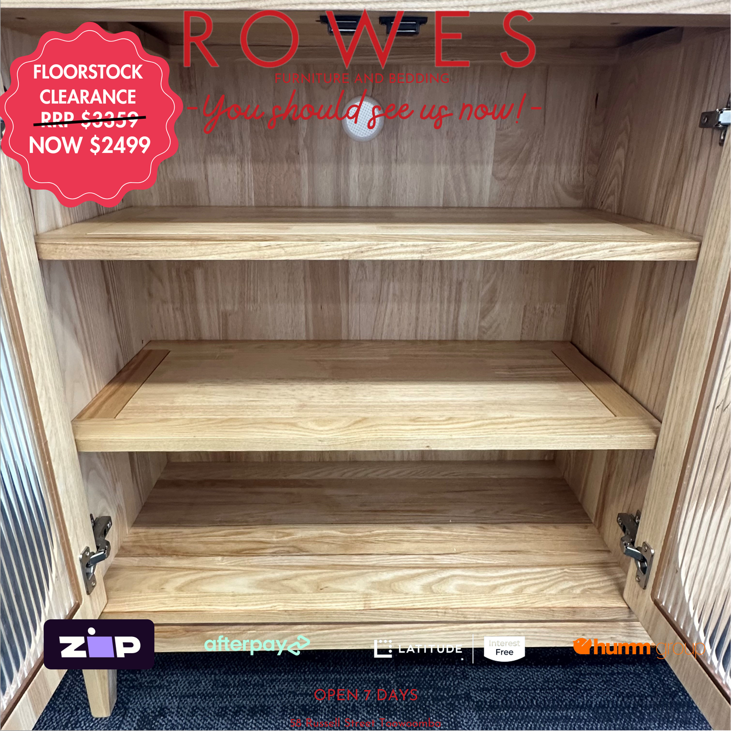 Bailey 1300mm Oak Buffet - FLOORSTOCK CLEARANCE