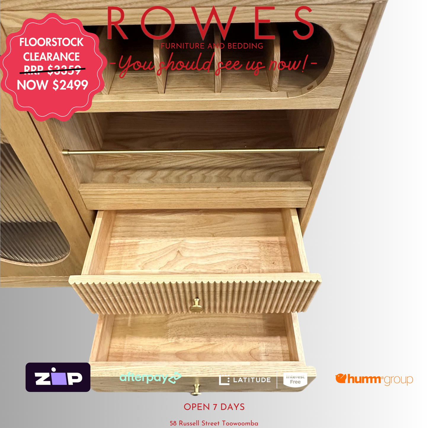 Bailey 1300mm Oak Buffet - FLOORSTOCK CLEARANCE